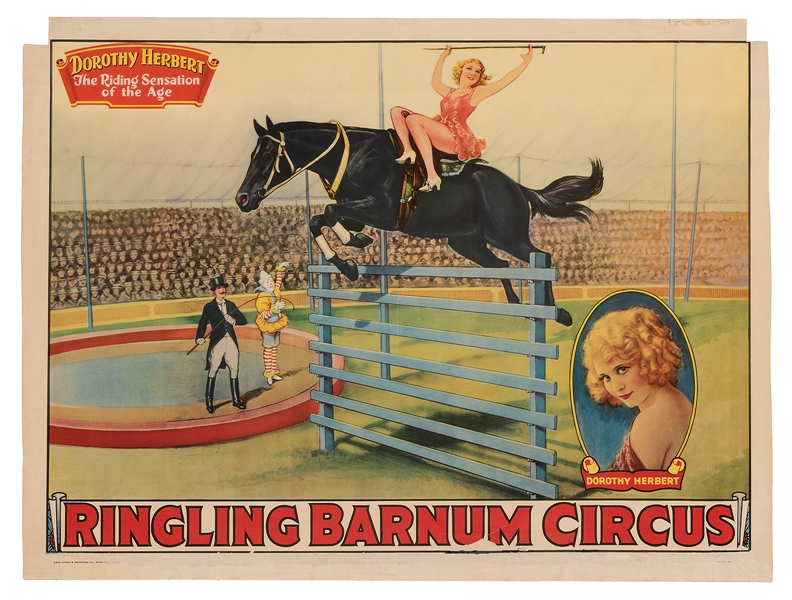 Ringling Barnum Circus. Dorothy Herbert. The Riding Sensation of the Age.