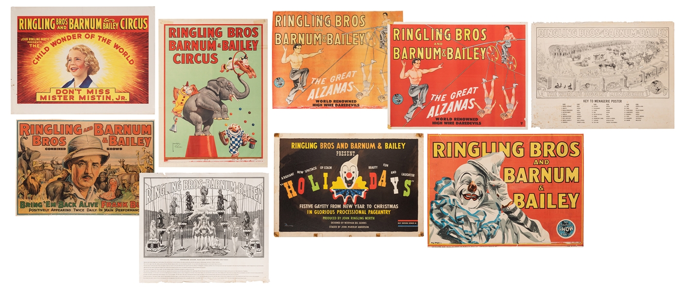 Ringling Brothers and Barnum & Bailey. Group of 8 Circus Posters.