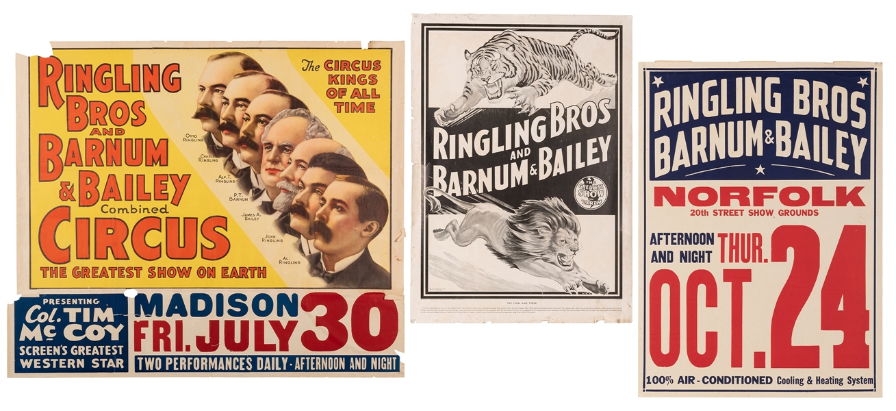 Ringling Brothers and Barnum & Bailey. Three Circus Posters.