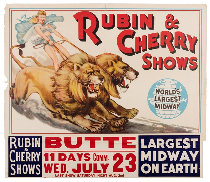 Rubin & Cherry Shows. Lions with Female Rider.