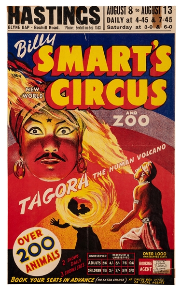 Billy Smart’s New World Circus and Zoo. Tagora the Human Volcano.