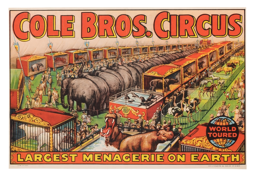 Lot Detail - Cole Bros. Circus. Group of 5 Circus Posters.