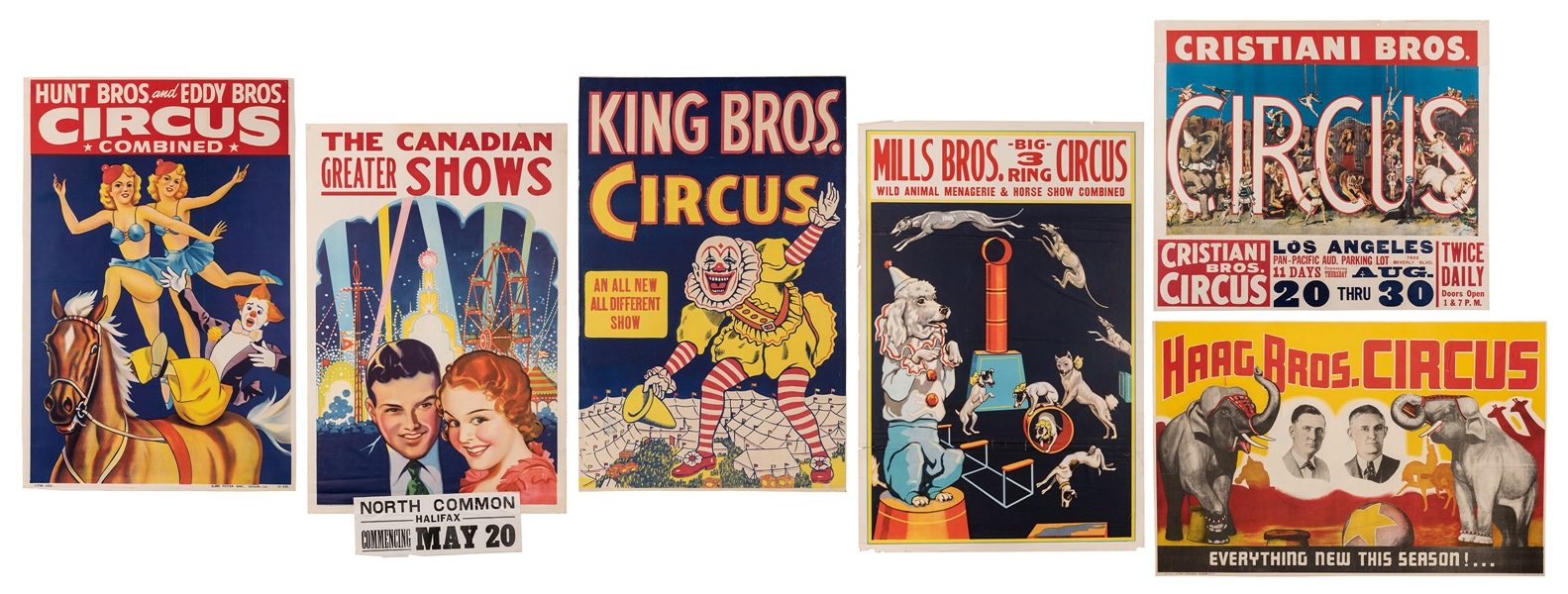 Group of 6 Vintage Circus Posters.