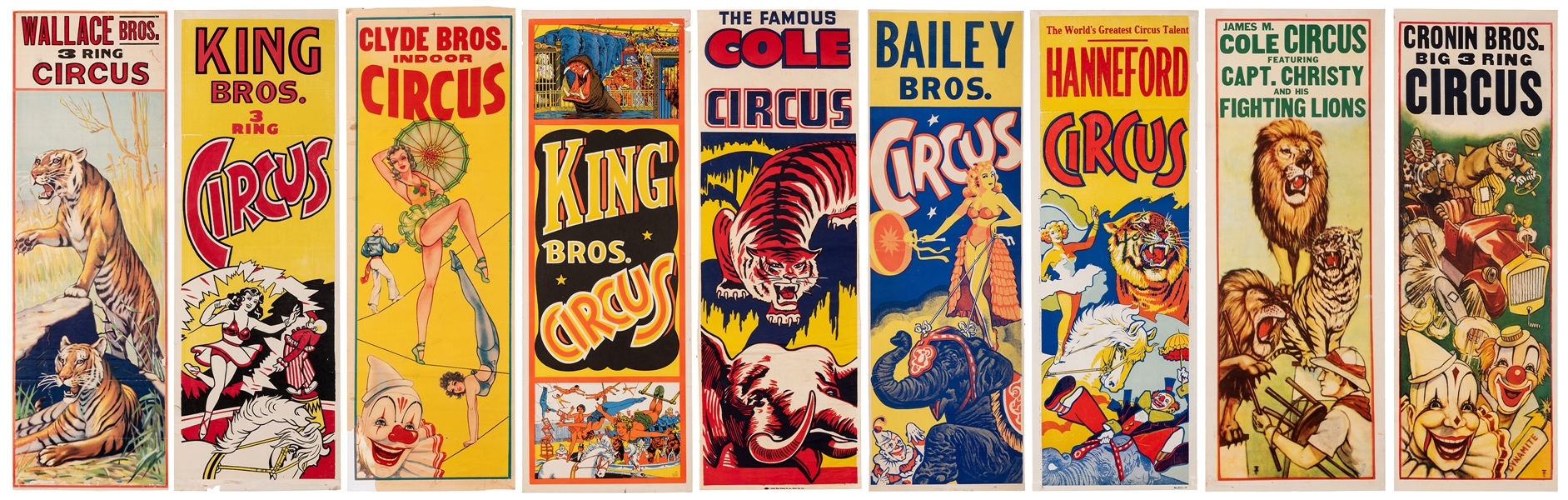 Group of 9 Circus Panel Posters.