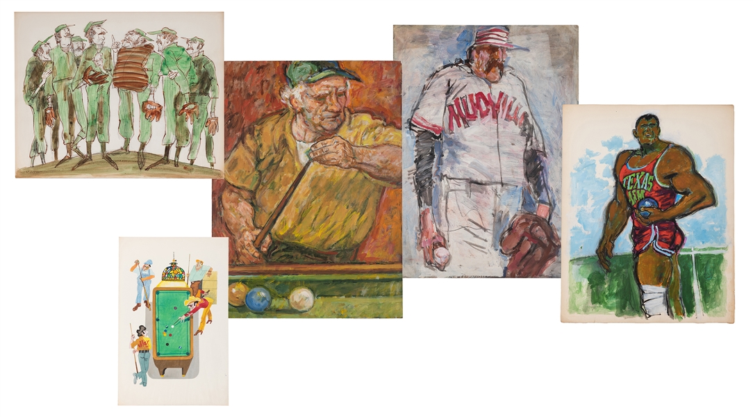 Five Pieces of Original Sports Illustration Art.