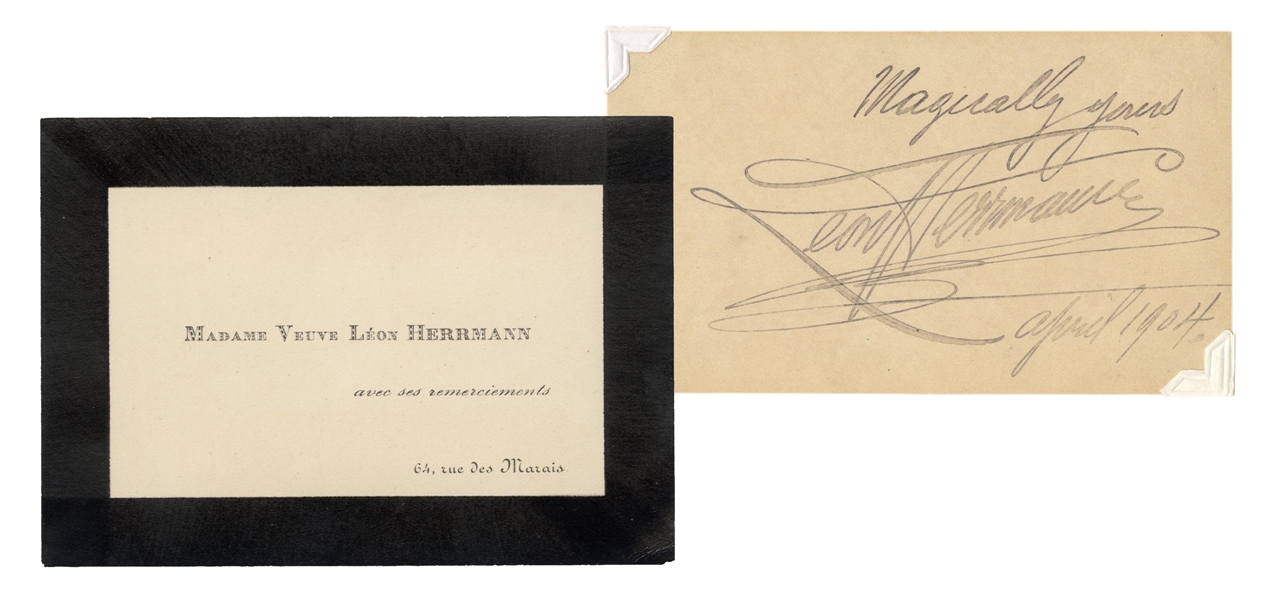 Leon Herrmann Inscription and Signature, with Widow’s Card.
