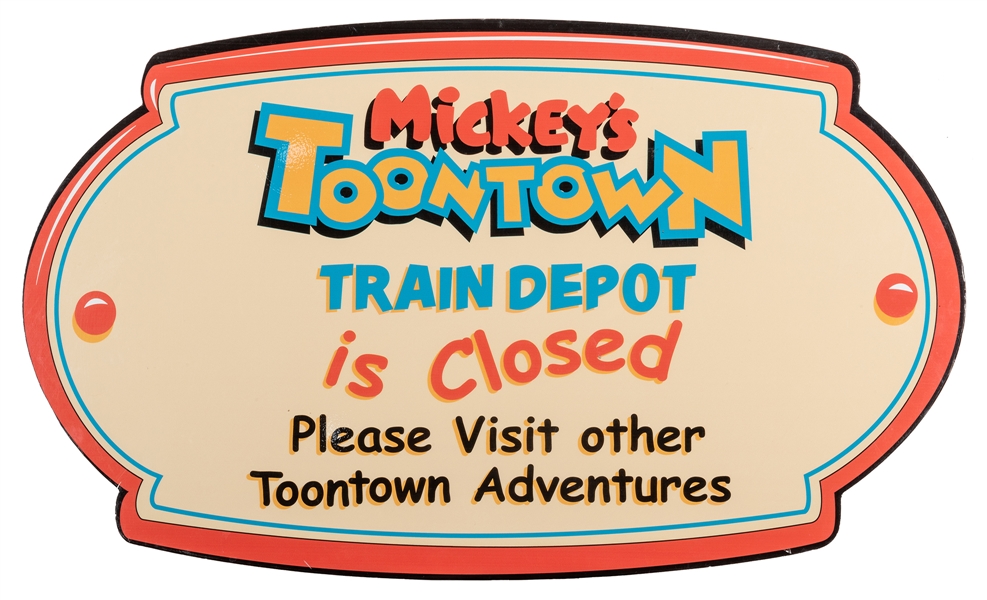 Mickey’s Toontown Train depot sign.