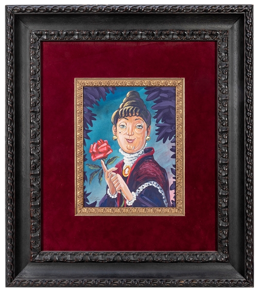 Original painting of Haunted Mansion stretching room character “Rose.”