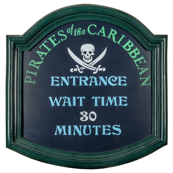 Pirates of the Caribbean bootleg wait sign.