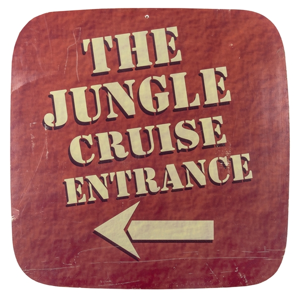Jungle Cruise entrance directional sign.