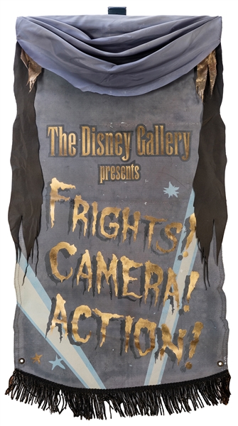Disney Gallery “Frights, Camera, Action” park used exhibit banner.