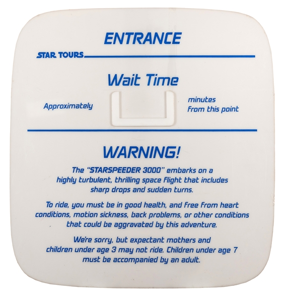 Star Tours Wait Time Sign.