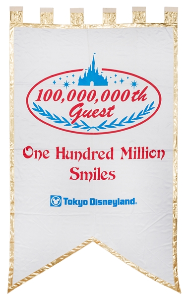 100,000,000 Guests Tokyo Disneyland Cloth Banner.
