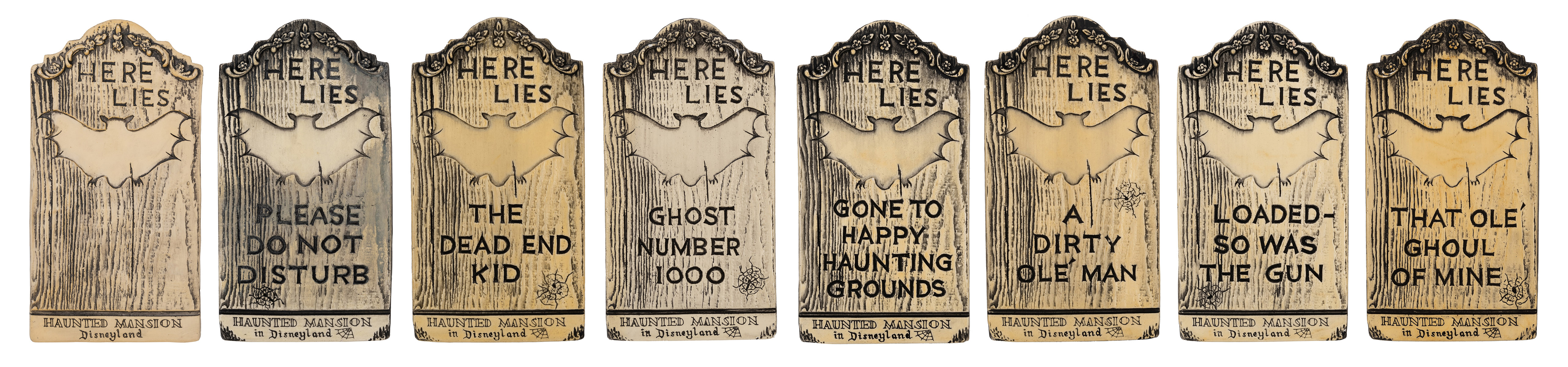Lot Detail - Set of 10 Disneyland Randotti Haunted Mansion Tombstones.