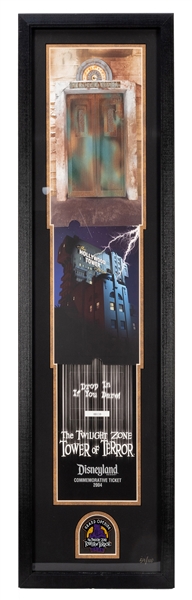 Double-Sided Framed Commemorative Ticket for the Tower of Terror.