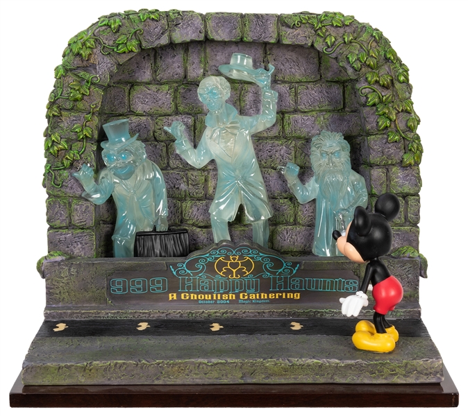 Hitchhiking Ghosts Sculpture with Mickey on Moving Walkway.