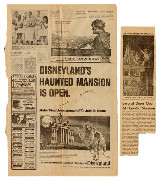 Haunted Mansion Opening Newspaper Article and Advertisement