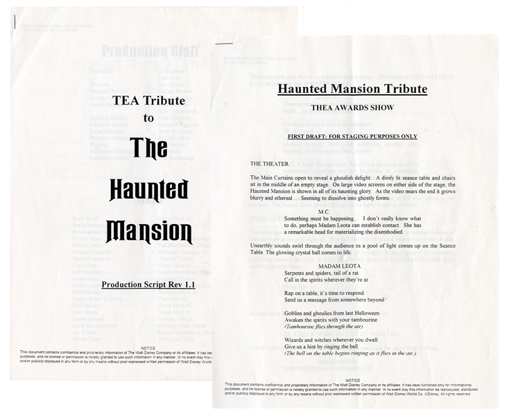 TEA Tribute to The Haunted Mansion Production Script and First Draft.