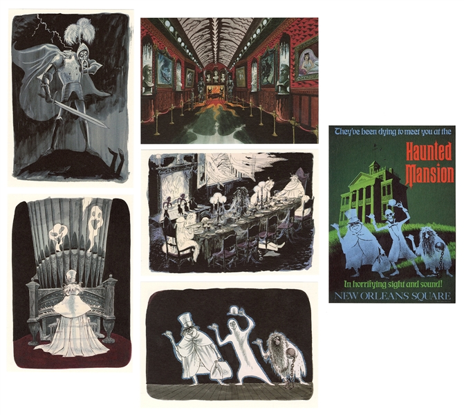 Marc Davis Haunted Mansion Concept Art Six Postcards.
