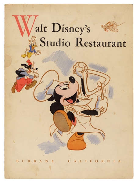 Walt Disney’s Studio Restaurant 1943 Menu.
