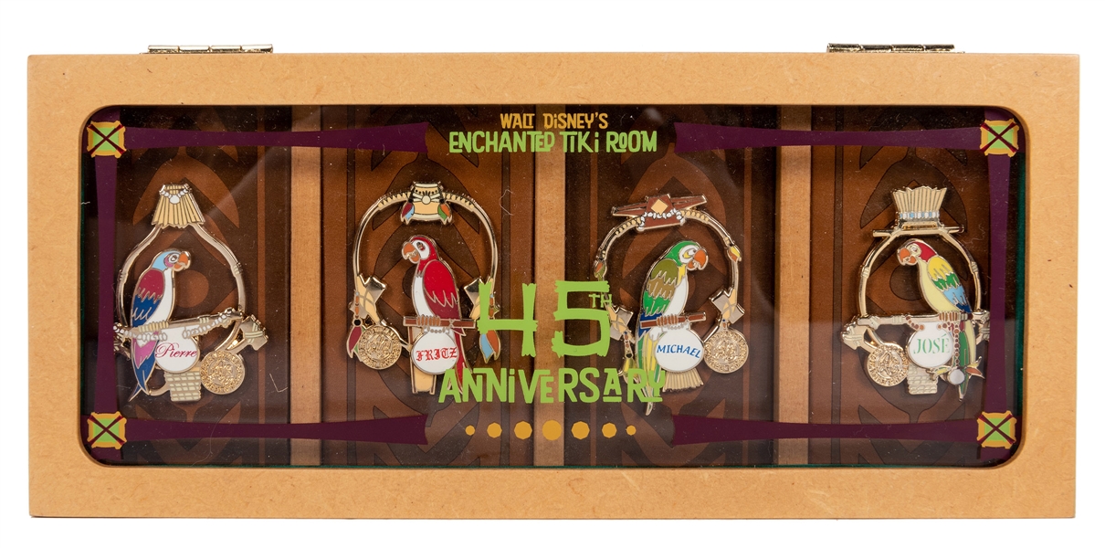 Enchanted Tiki Room 45th Anniversary Pin Set.