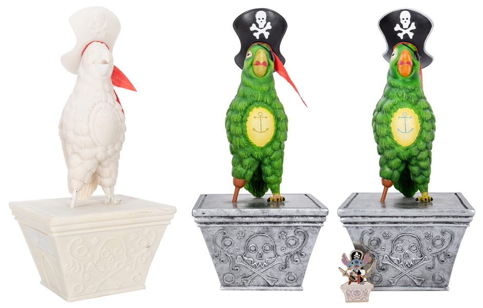 Pirates of the Caribbean Walt Disney World Parrot Sculpture Set of Three.
