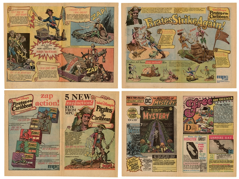 Five Pages of Comic Book Ads for Pirates of the Caribbean Model Kits.