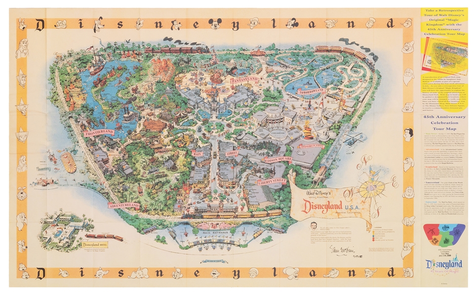 Disneyland 45th Anniversary Signed Tour Map. This