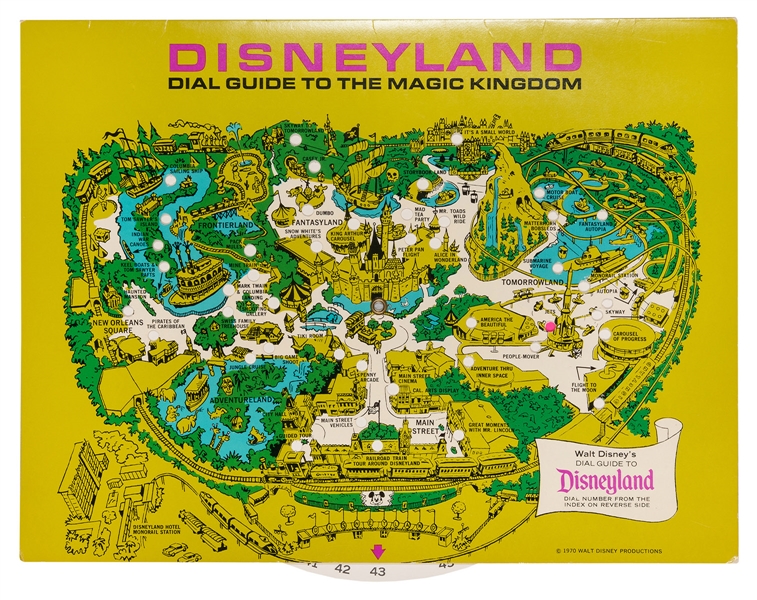 Disneyland 1970 Dial Guide Map.