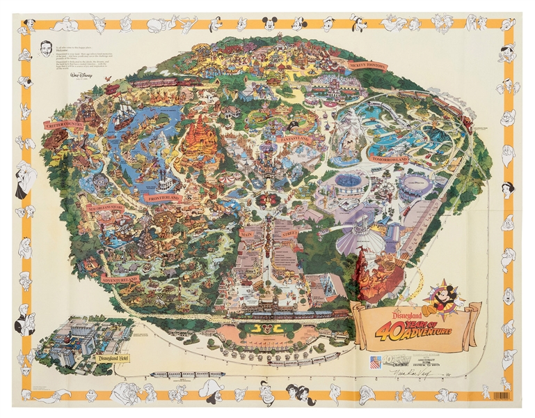 Disneyland Map 1995 40 Years of Magic Set of Two Different.