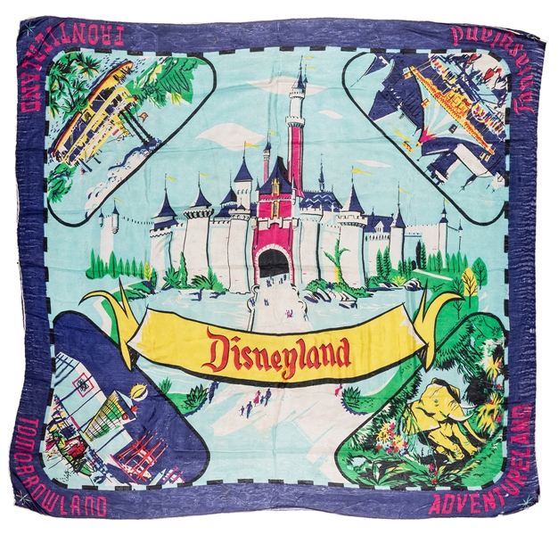Vintage Disneyland Woman’s Silk Handkerchief Pre-1967.