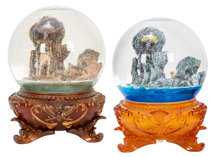 Set of Two Enormous and Rare Pirates Snowglobes.