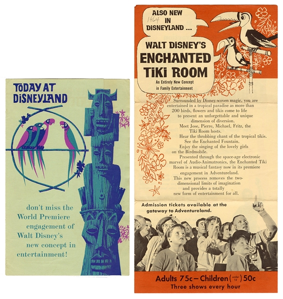 Enchanted Tiki Room at Disneyland Opening Brochures.