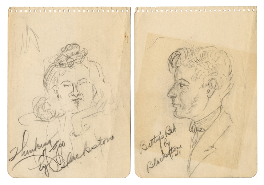 Blackstone Signed Sketches of George and Betty Johnstone.