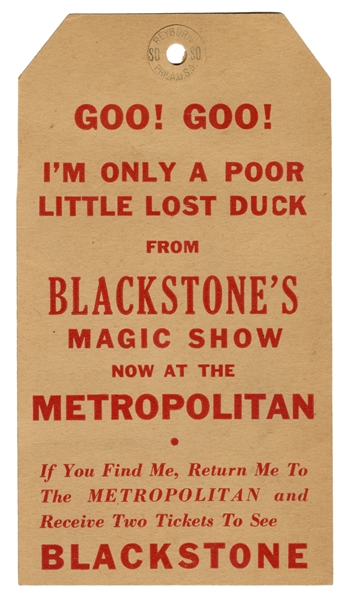 Blackstone “Lost Duck” Promo Tag.