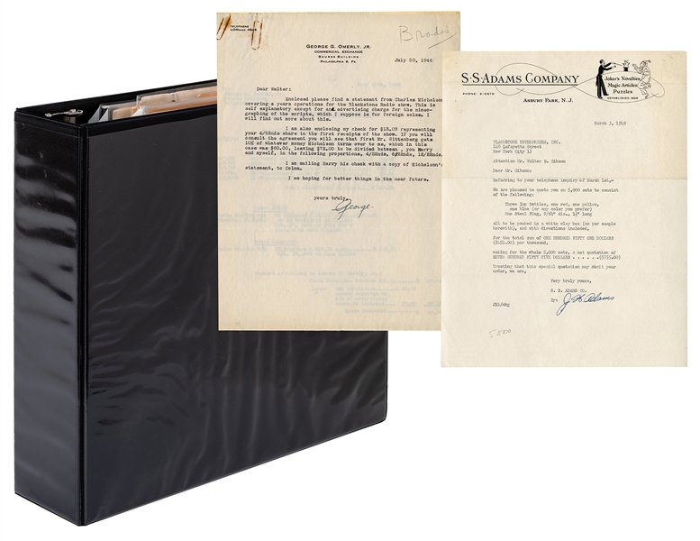 File of Harry Blackstone / Walter Gibson Radio Scripts and Publicity Documents.