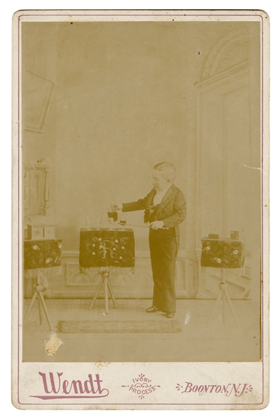 Cabinet Photograph of a Midget Magician.