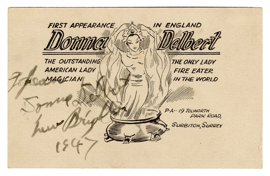 Donna Delbert Postcard, signed.