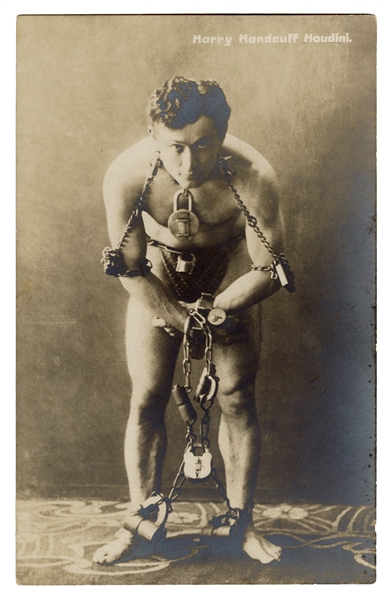 Harry Handcuff Houdini Postcard, from the Houdini Collection.