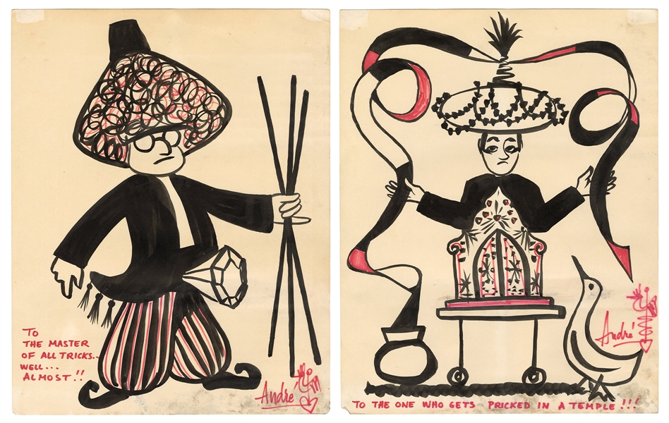 Original Cartoons of Magicians Milo and Roger.