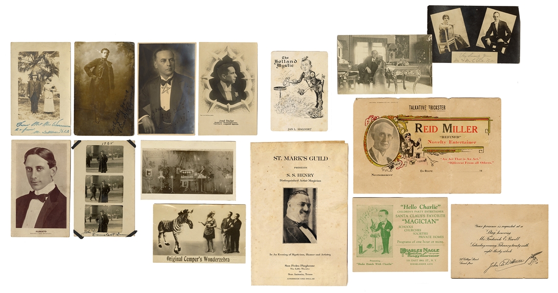 Postcards, Snapshots and Ephemera of Magicians, Some Signed.