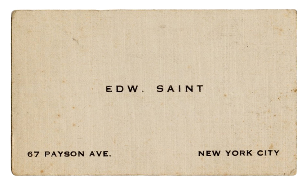 Calling Card of Edward Saint.