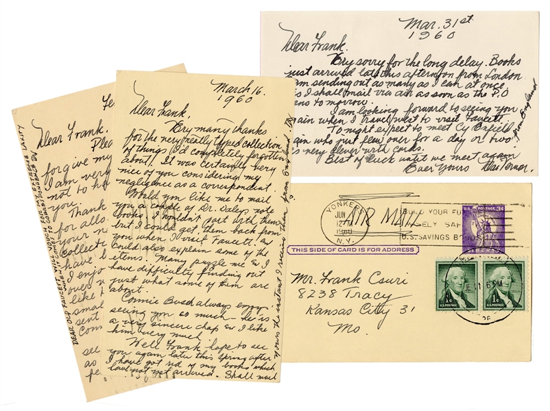 Four Handwritten Dai Vernon Postcards.