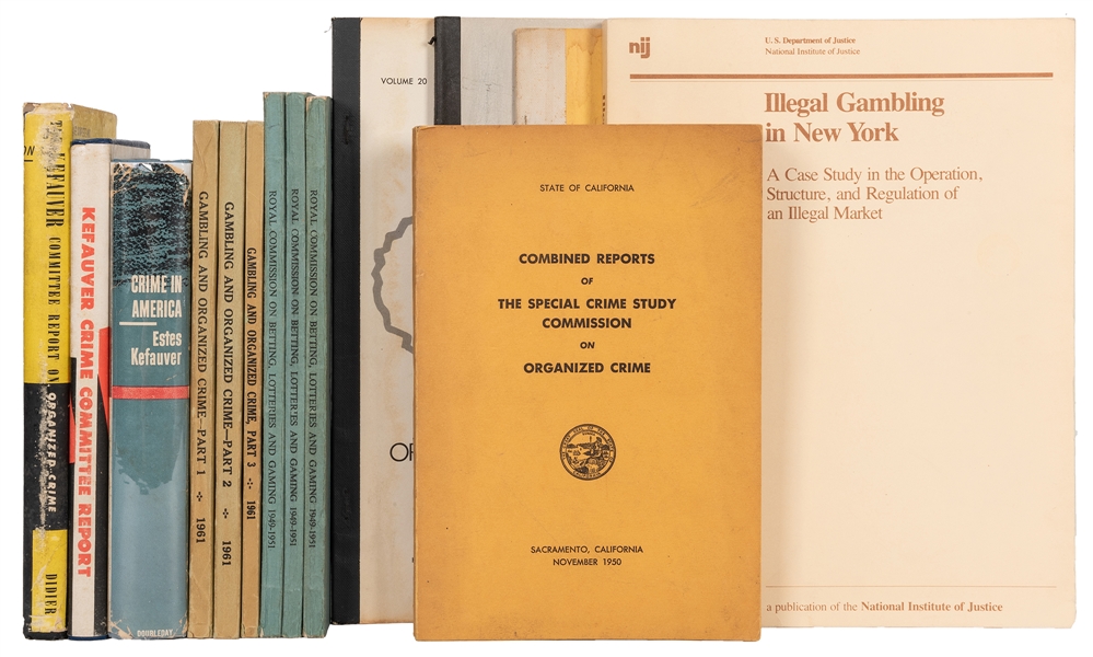  Shelf of Vintage Governmental Books Reports and Guides on Organized Crime, Gambling, and Vice.