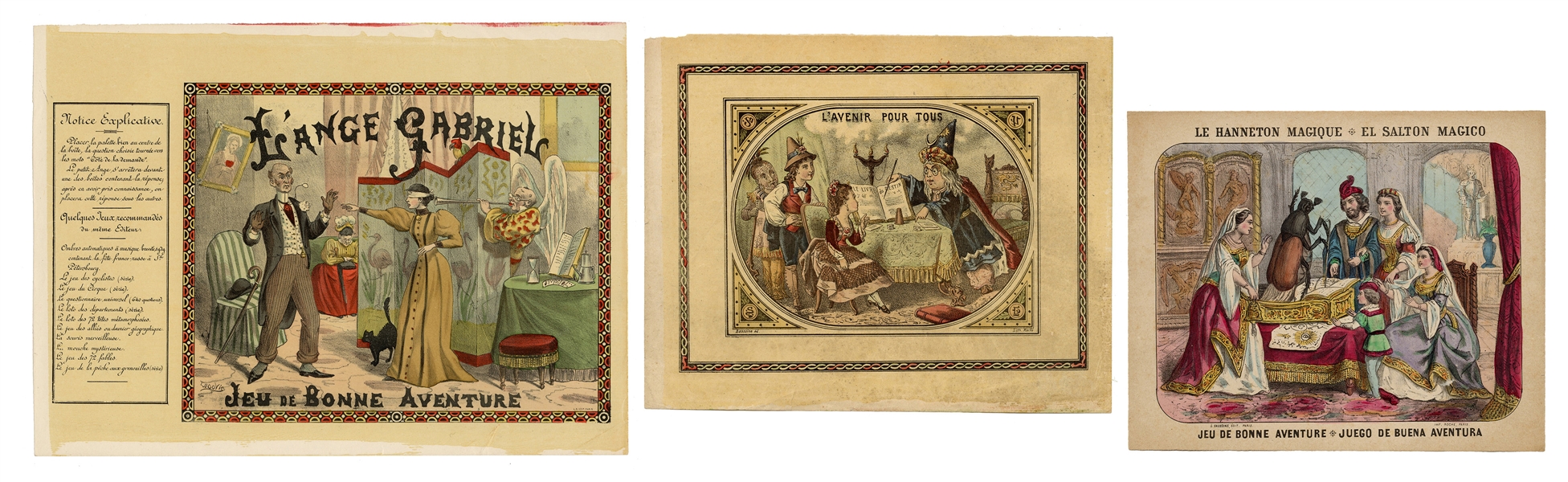  Three French Lithograph Game Labels.