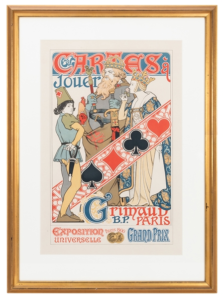  B.P. Grimaud “Exposition Universelle Paris 1900 Grand Prix” Playing Card Poster.