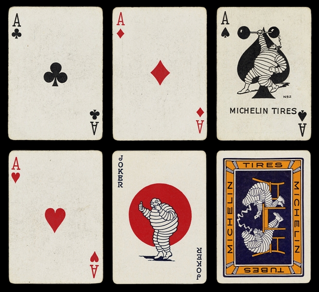  [Automobilia] Early Michelin Tires Advertising Playing Cards.