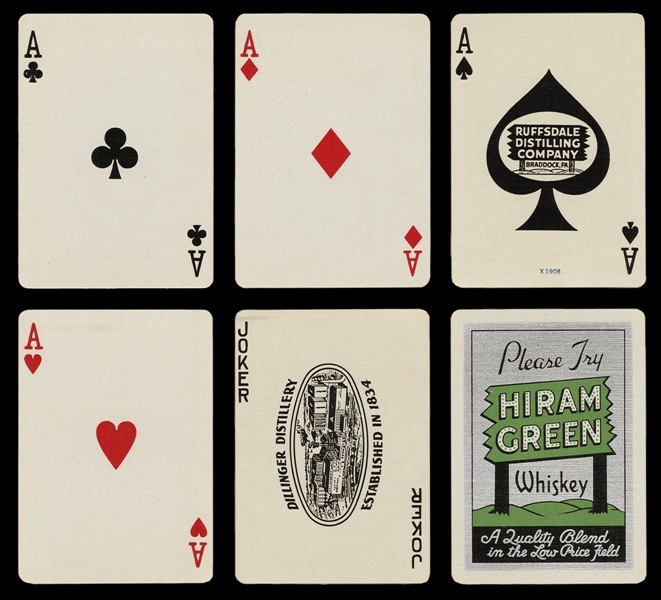  [Alcohol] Hiram Green Blended Whiskey Advertising Playing Cards.
