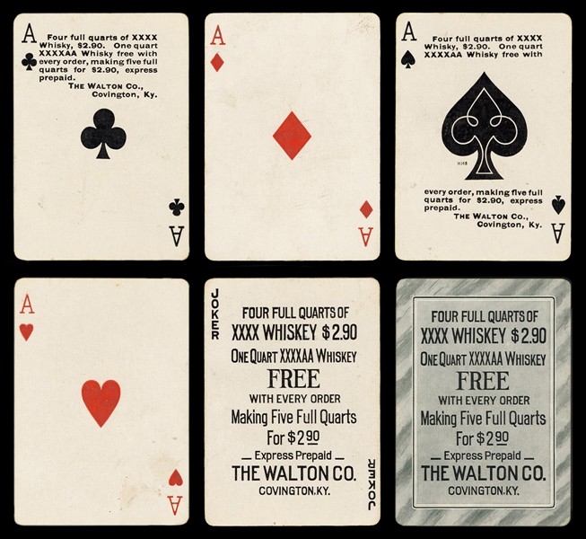  [Alcohol] The Walton Co. Whiskey Advertising Playing Cards. 