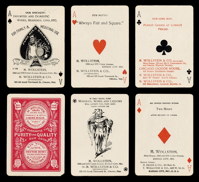 [Alcohol] M. Wollstein & Co. Liquor Advertising Playing Cards. 
